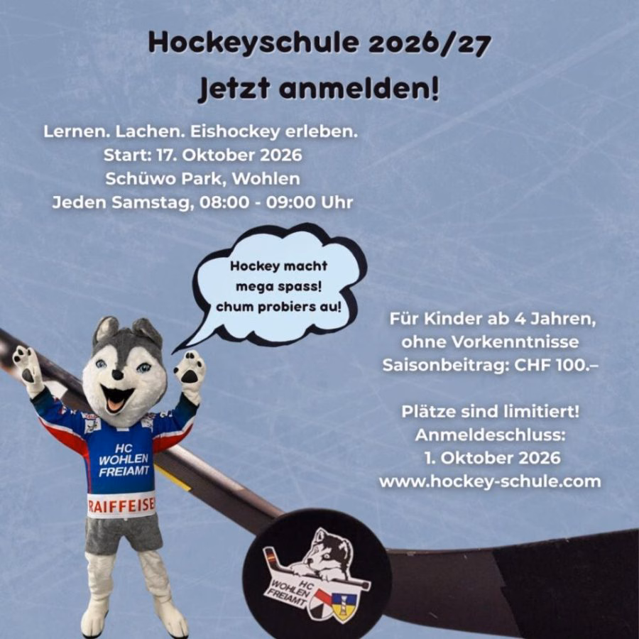 Flyer der Hockeyschule des HC Wohlen Freiamt